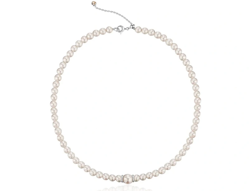 Колье жемчужное в белым золоте с бриллиантами 0.18 CT