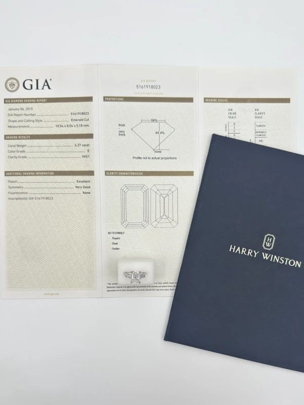 Harry Winston EMERALD DIAMOND 4.37 CT E/VVS1 RING (GIA) SIZE 49 HW516023 6