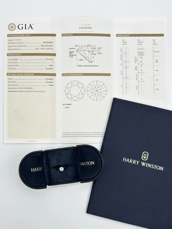 Harry Winston ROUND DIAMOND 1.10 CT F/VVS2 RING (GIA) RGDPRD010NSS-055 4