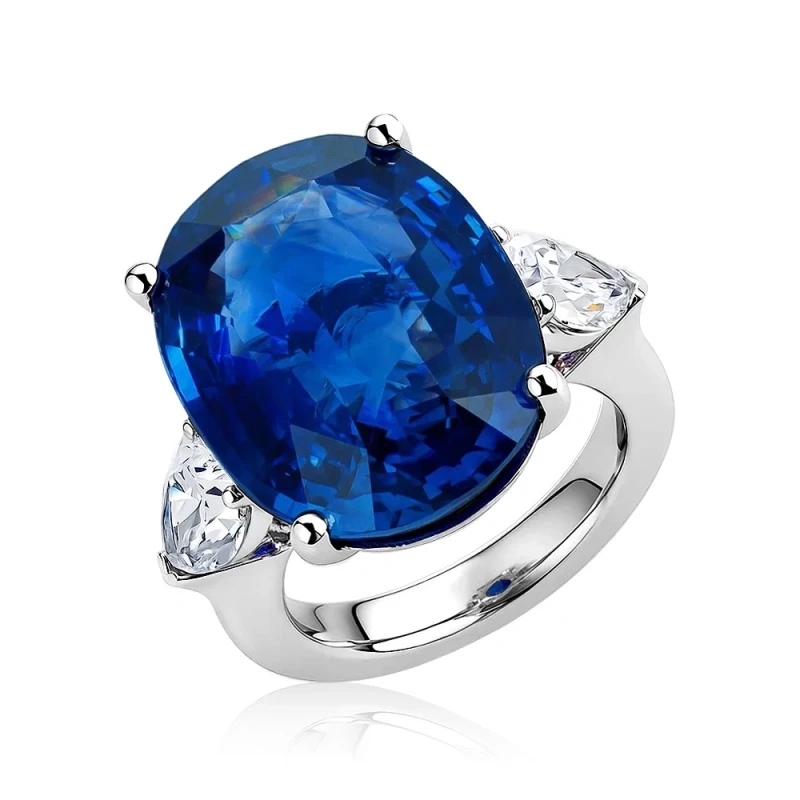 Earrings without a brand OVAL SAPPHIRE 22.55 CT ROYAL BLUE RING (SIZE 51) GRS sp22.55 1