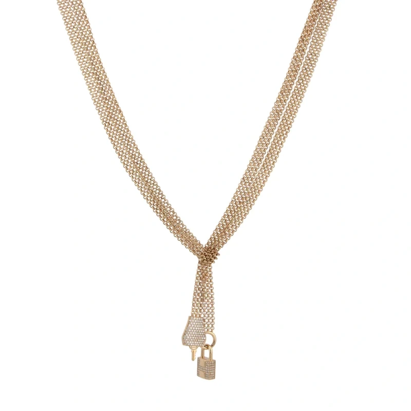 KELLY CLOCHETTE DIAMOND PAVE NECKLACE IN ROSE GOLD
