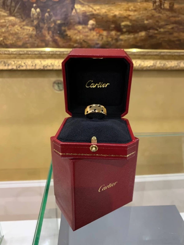 Cartier PANTHER SPOTTED LAQUER RING, YELLOW GOLD CARTIER PANTHERE 10