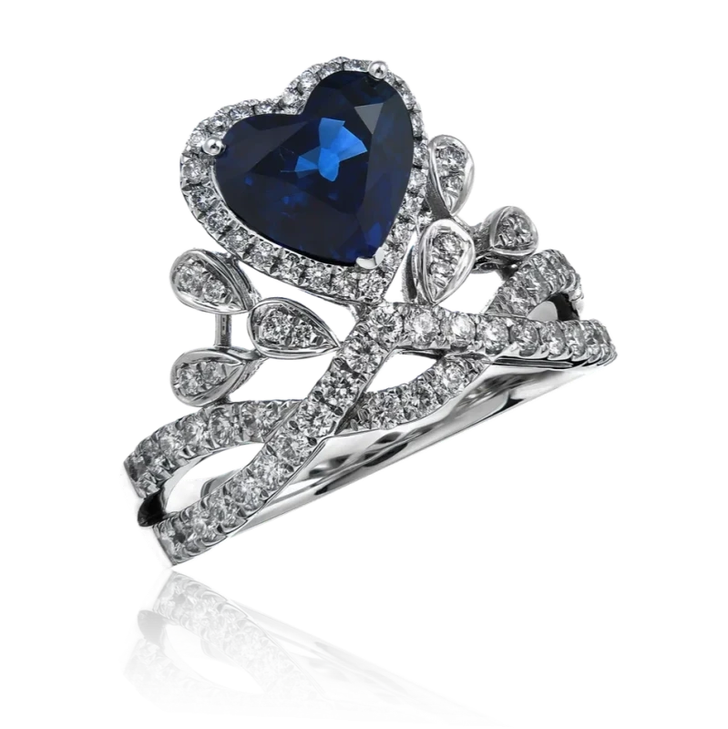 Earrings without a brand SAPPHIRE 2.18 ROYAL BLUE CT & DIAMOND RING (SIZE 52) NN2.18 1