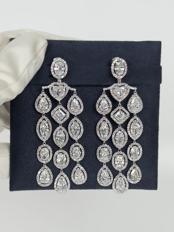 David Morris Platinum White Fancy Cut Diamond Chandelier Earrings 09-31-627 3