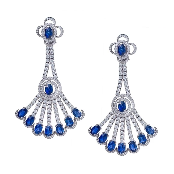 Earrings without a brand С БРИЛЛИАНТАМИ 5.10 СТ И САПФИРАМИ 10.90 СТ Jewelry