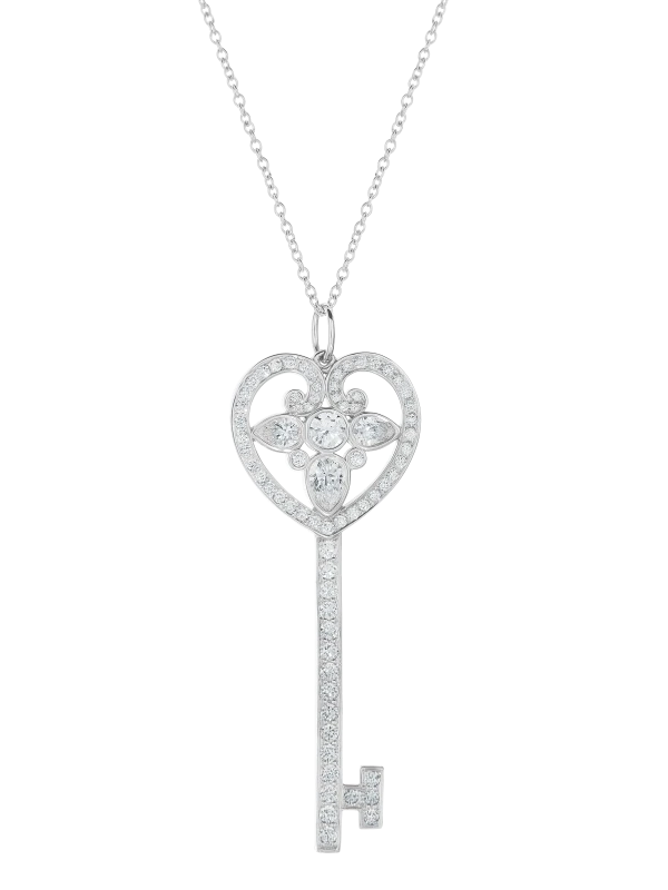Tiffany & Co Platinum Diamond Key Necklace TC0909 1