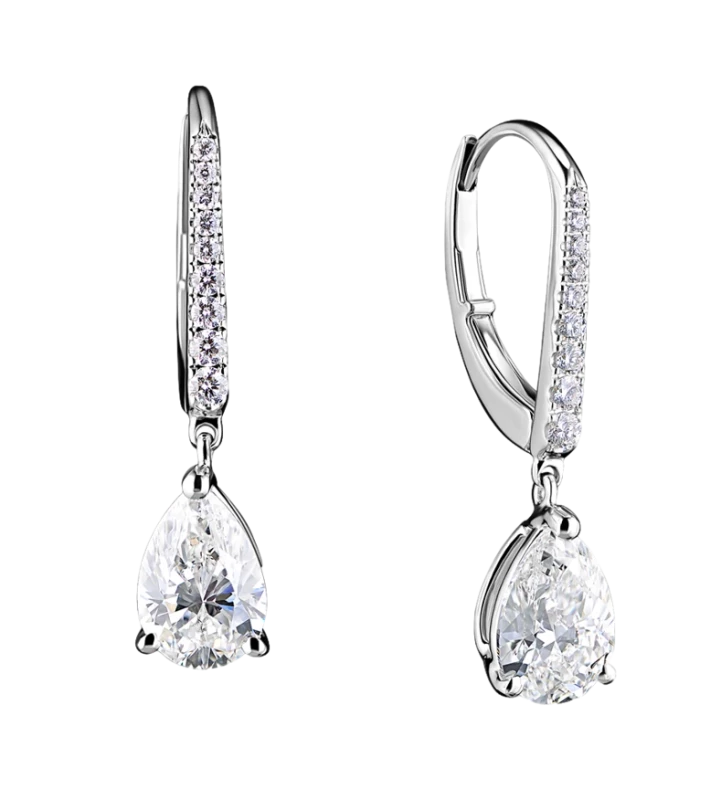 PEARSHAPE DIAMOND EARRINGS 1.01-1.00 CT F/VS1-VS2.