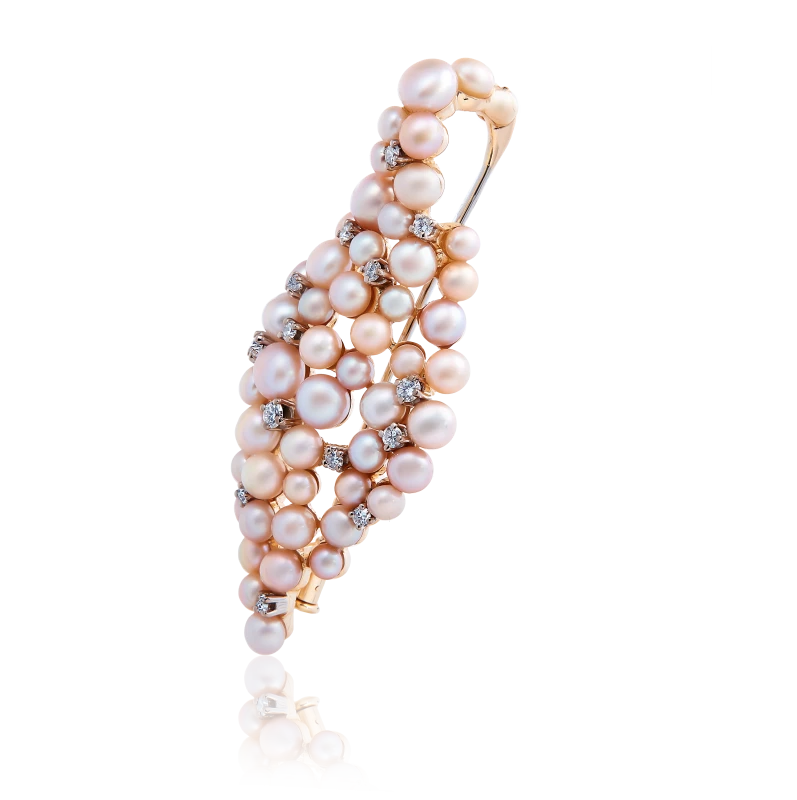 PEARL AND DIAMOND BROOCH