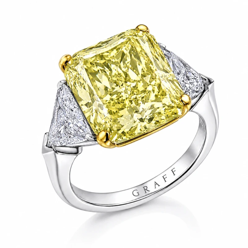 GRAFF CUSHION DIAMOND  5.60 CT FANCY YELLOW/VVS2 RING (SIZE 53) 5.60 CT FANCY YELLOW/VVS2 1