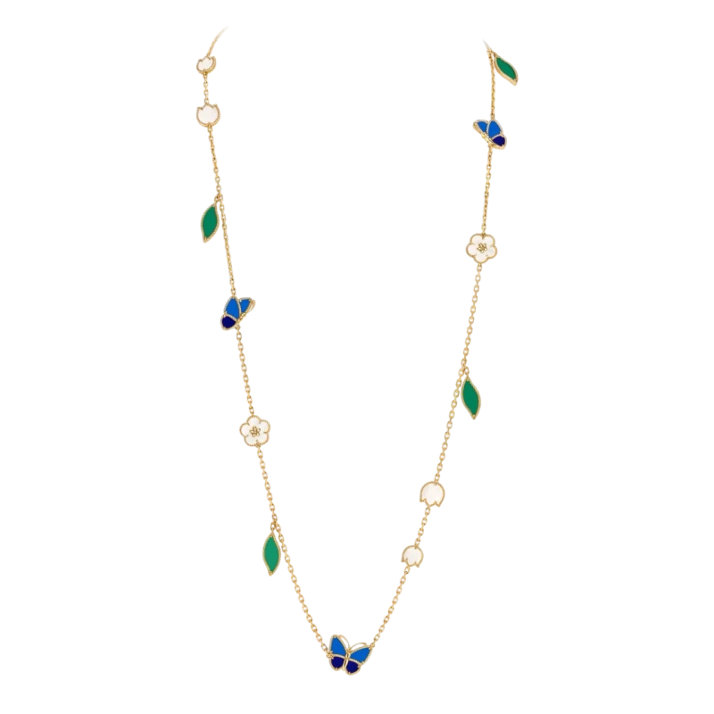 Lucky Spring Butterfly long necklace, 15 motifs