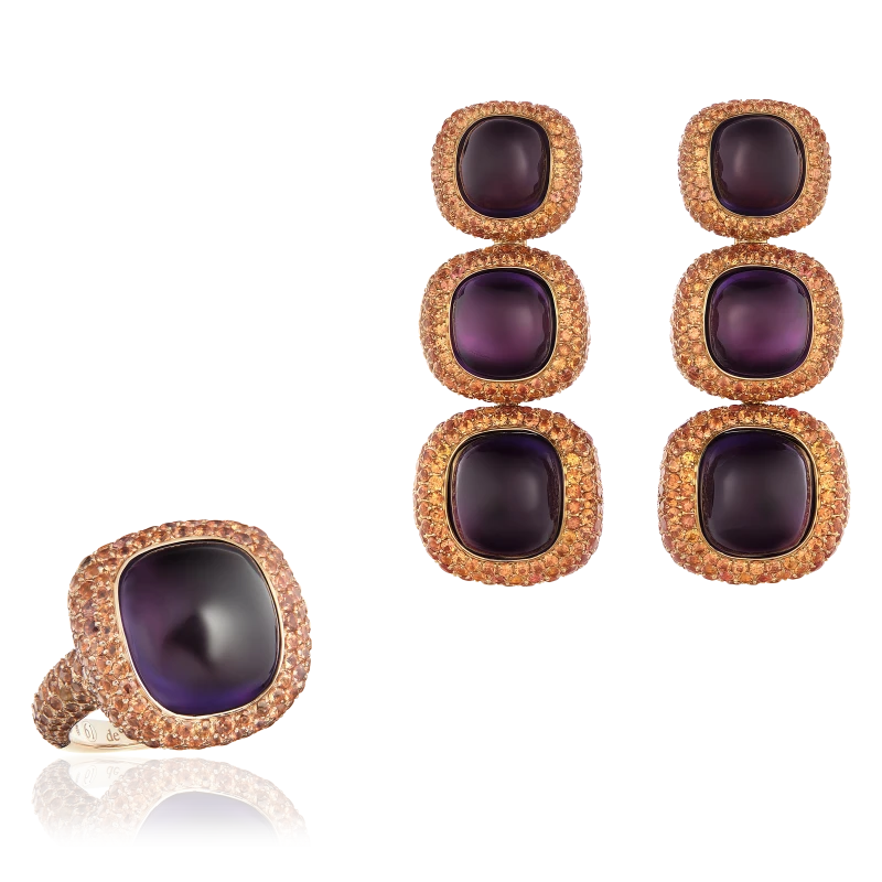 CABOCHON AMETHYST COCKTAIL SET
