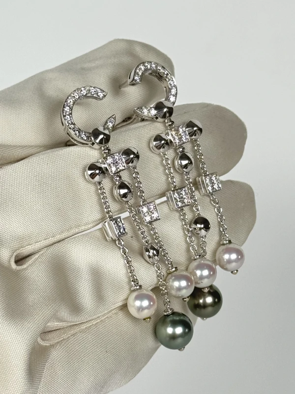 Bvlgari LUCEA PEARL & DIAMOND DROP EARRINGS BVG1188 4