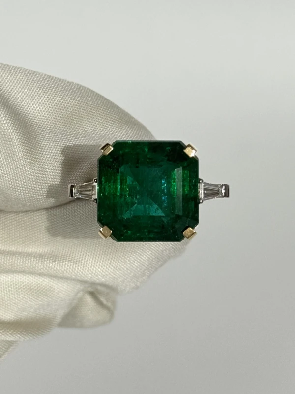 Earrings without a brand EMERALD 15.29 CT VIVID GREEN RING (GRS) NNEmerald15.29CT 4