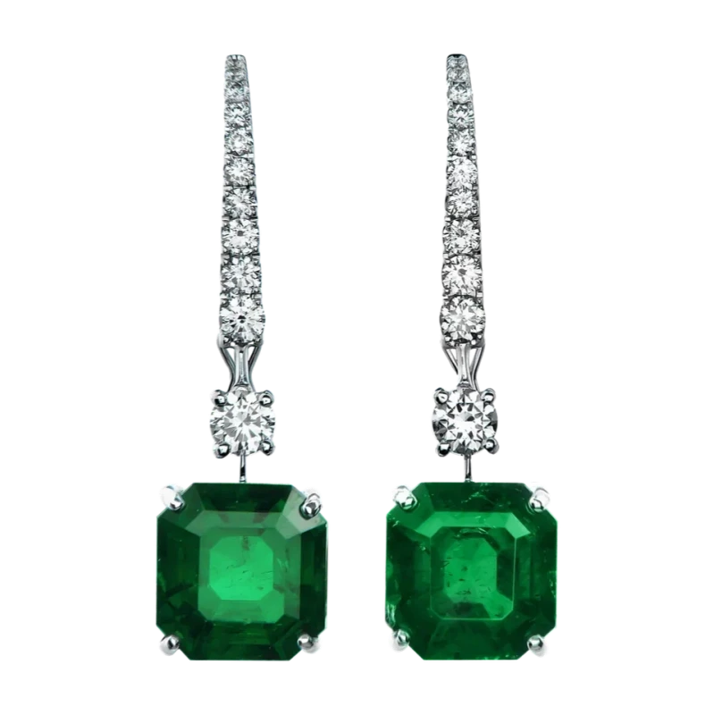 COLOMBIA EMERALD 4.29 CT - 4.07 CT EARRINGS