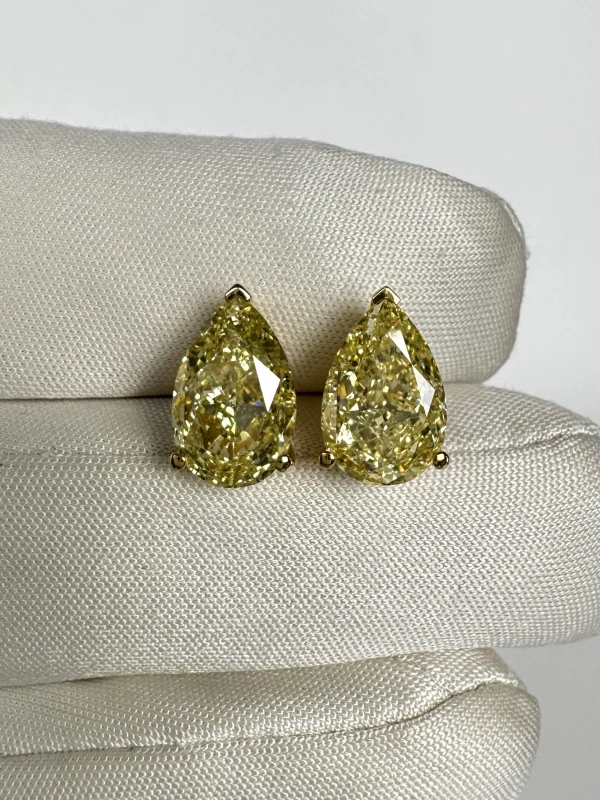 No name Fancy Yellow Pear Shape Diamond 3.02 - 3.01 ct Earrings (GIA) NN3.02-3.01FY 5