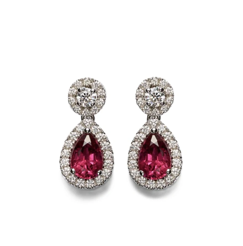 RUBY PEAR EARRINGS 2.06 CT