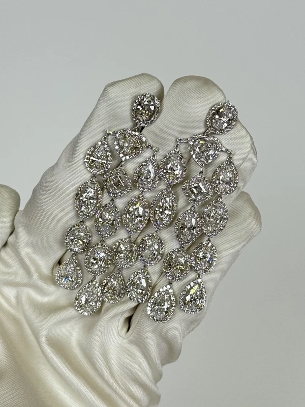 David Morris Platinum White Fancy Cut Diamond Chandelier Earrings 09-31-627 3