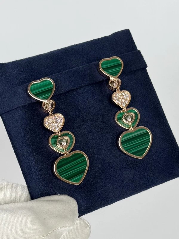 Chopard HAPPY HEARTS MALACHITE EARRINGS 83A482-5114 4