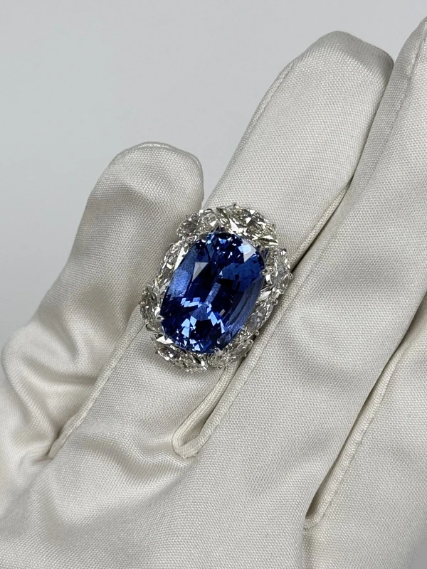 RalfDiamonds SAPPHIRE 23.59 INTENSE VIOLETISH BLUE RING (SIZE 53) RD23.59 6