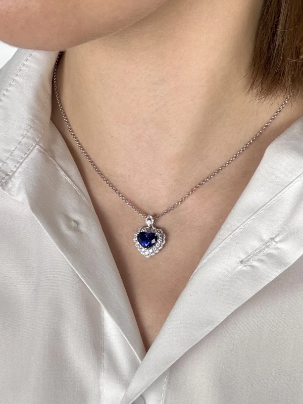 No name HEART SAPPHIRE 4.87 CT "ROYAL BLUE" PENDANT (AIGS) SAP 4.87CT 2
