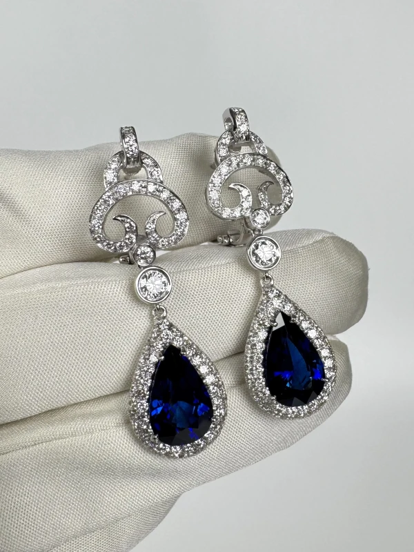 SAPPHIRE PEAR 10.60 CT BLUE EARRINGS (SRI LANKA) SAP 10.60 CT 4