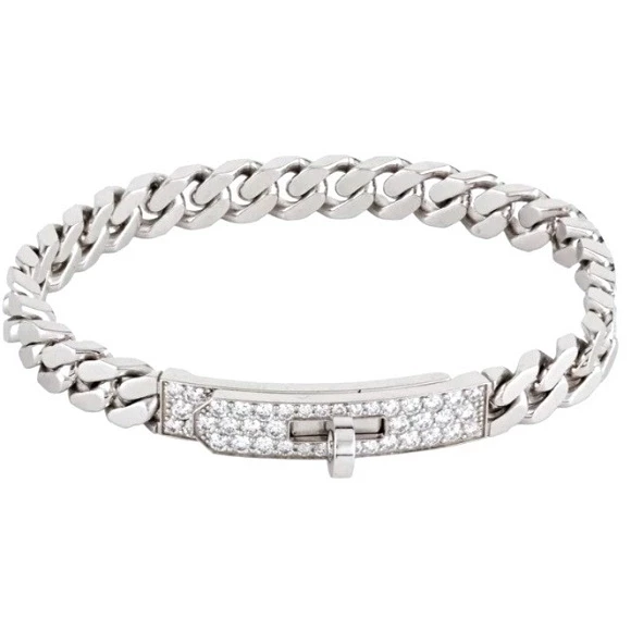 Hermès BRACELET KELLY GOURMETTE DIAMONDS , WHITE GOLD H221410B 00SH