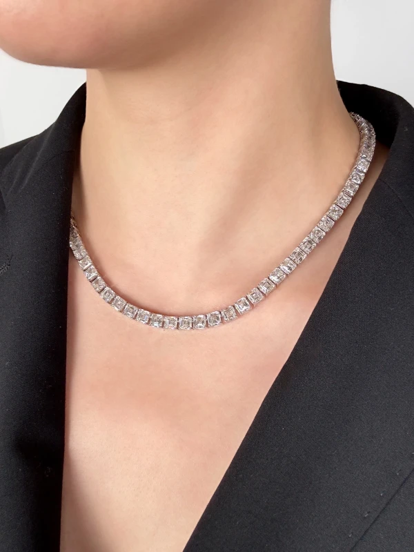 Earrings without a brand SQUARE EMERALD DIAMONDS 77.55 CT G/VVS2-VS1-VS2 NECKLACE (GIA) NN77.55CT 2