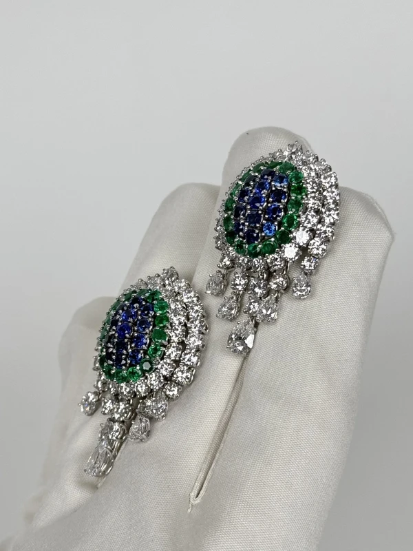 RalfDiamonds SAPPHIRE & EMERALD & DIAMOND EARRINGS RDE2003 3