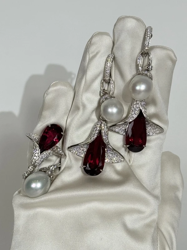 Schreiner TOURMALINE RUBELLITE PEARL SET schreiner 5
