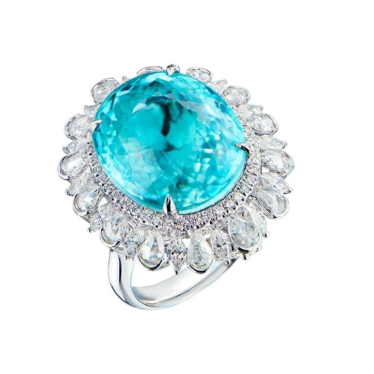 Earrings without a brand PARAIBA TOURMALINE 17.16 CT RING (SIZE 53) NN 17.16 CT PAR 1