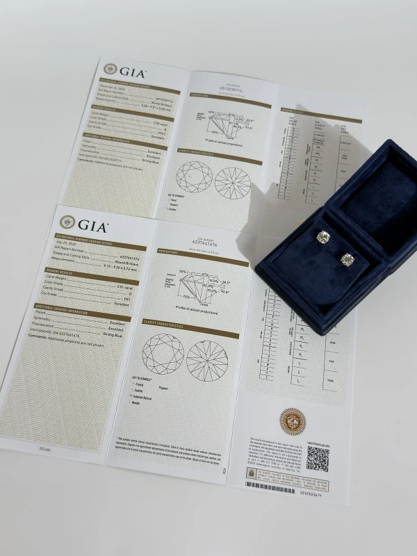 No name ROUND 3.01-3.02 CT D/VVS2-VS1 DIAMOND EARRINGS (GIA) nn3.01-3.02 4