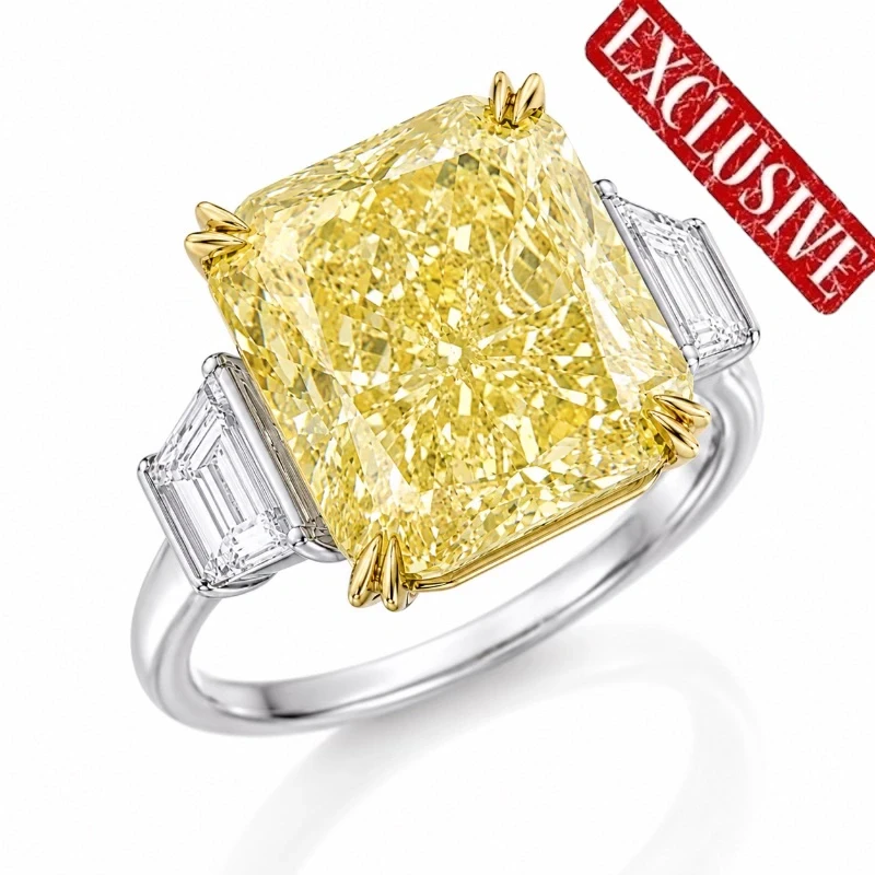 RADIANT DIAMOND 17.54 CT FANCY YELLOW/INTERNALLY FLAWLESS RING (GIA)