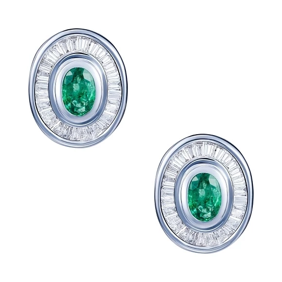 Earrings without a brand С БРИЛЛИАНТАМИ И ИЗУМРУДАМИ  Jewelry