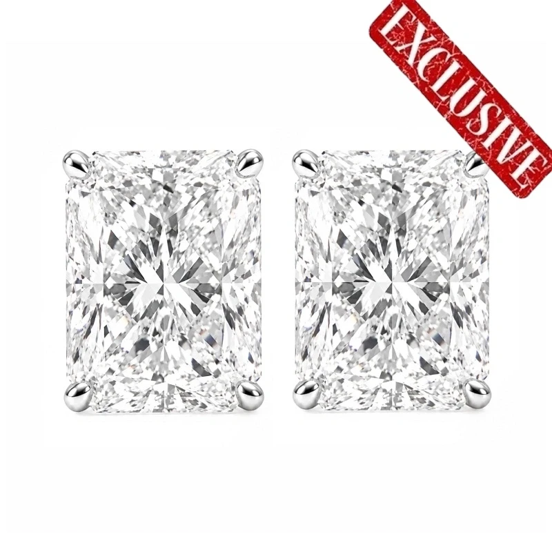 RADIANT DIAMOND 5.15 CT I/VS2 - 5.08 CT H/VS2 STUD EARRINGS