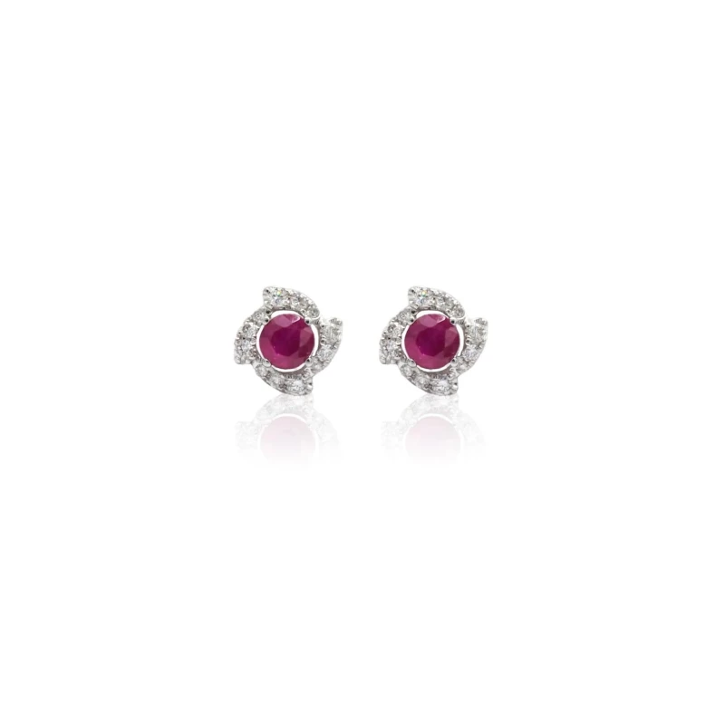 DIAMOND AND RUBY EARRINGS 0.44 CT