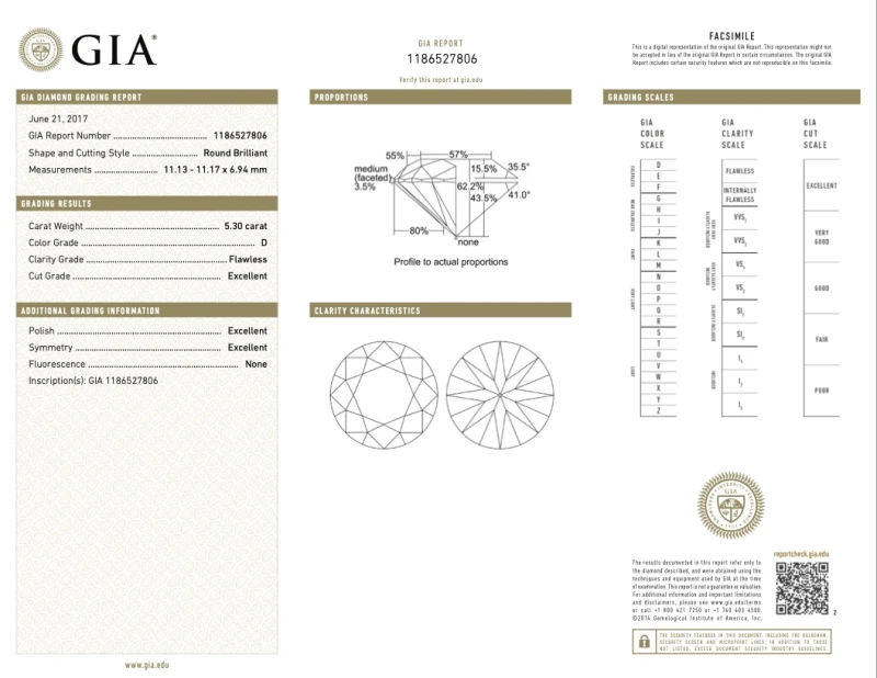 Earrings without a brand ROUND DIAMONDS 5.14 - 5.30 CT D/FLAWLESS EARRINGS (GIA) EXEXEX NN5.14-5.30 2