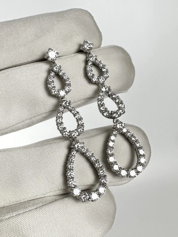 Harry Winston Diamond Loop Triple Diamond Loop Diamond Earrings HW3021 4