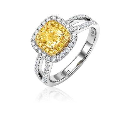 CUSHION DIAMOND 1.00 CT FANCY LIGHT YELLOW/VVS1 RING (GIA)