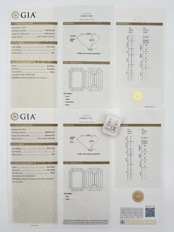 СЕРЬГИ NO NAME EMERALD DIAMOND 2.01-2.01 CT F/VS2 (GIA) 118218 6