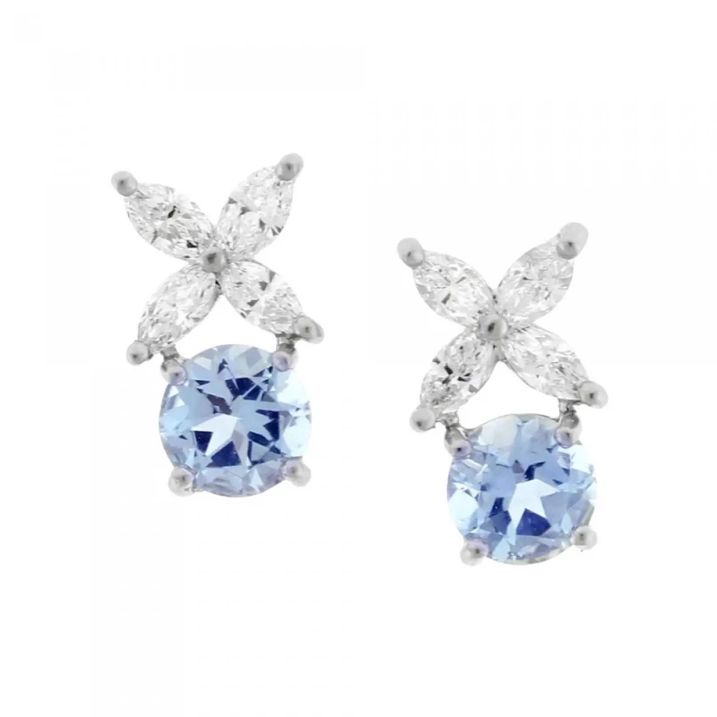 VICTORIA DIAMOND AND AQUAMARINE EARRINGS