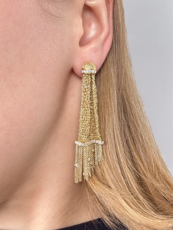 Boucheron DELILAH DIAMIND YELLOW GOLD EARRINGS JC000314 2
