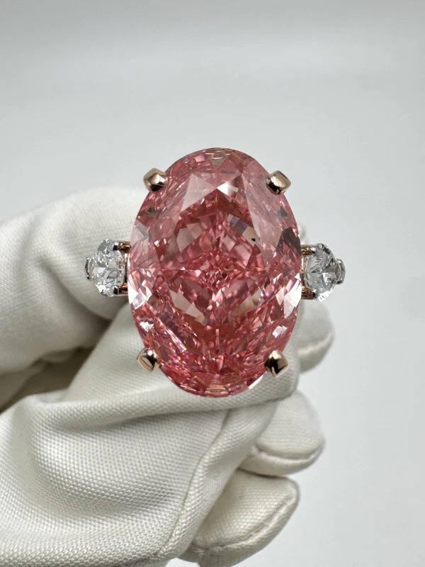 No name OVAL DIAMOND 12.01 CT FANCY VIVID PINK*/SI1 RING (SIZE 51) GIA NN12.01CT FVP*/SI1 3
