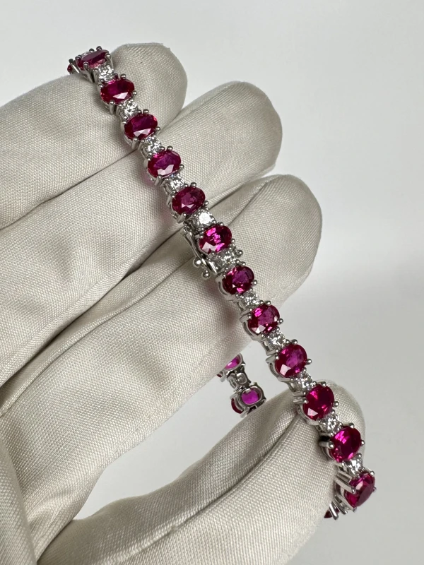 RalfDiamonds OVAL RUBY 14.10 CT & DIA 2.88 CT BRACELET (SIZE 18) RFD14.10 CT 3
