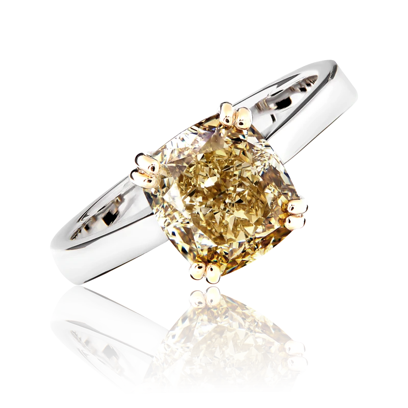 Earrings without a brand CUSHION DIAMOND 3.53 CT FANCY DEEP BROWNISH YELLOW/VVS1 RING (GIA) 522334 3.53 CT 1