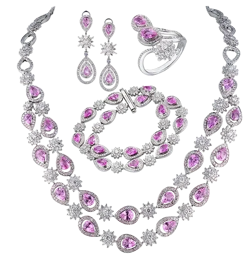 DIAMOND & PINK SAPPHIRE SET