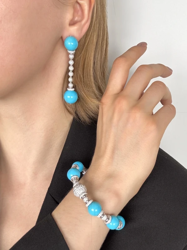 TURQUOISE SET- EARRINGS & BRACELET orlovset081124 4