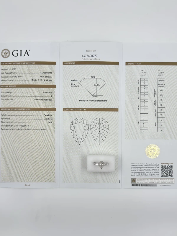 Earrings without a brand PEAR DIAMOND 2.01 CT E/IF (GIA) NN2.01 CT E/IF (GIA) 5