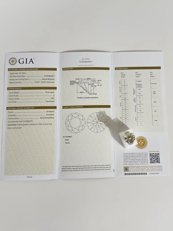 Earrings without a brand ROUND DIAMOND 15.64 CT J/VS2 (GIA) NN15.64CT J/VS2 (GIA) 5