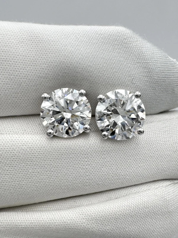 Earrings without a brand ROUND  DIAMONDS 3.00-3.01 CT H/VVS2-VS1 EARRING (GIA) EXEXEX nn3.00-3.01H 4