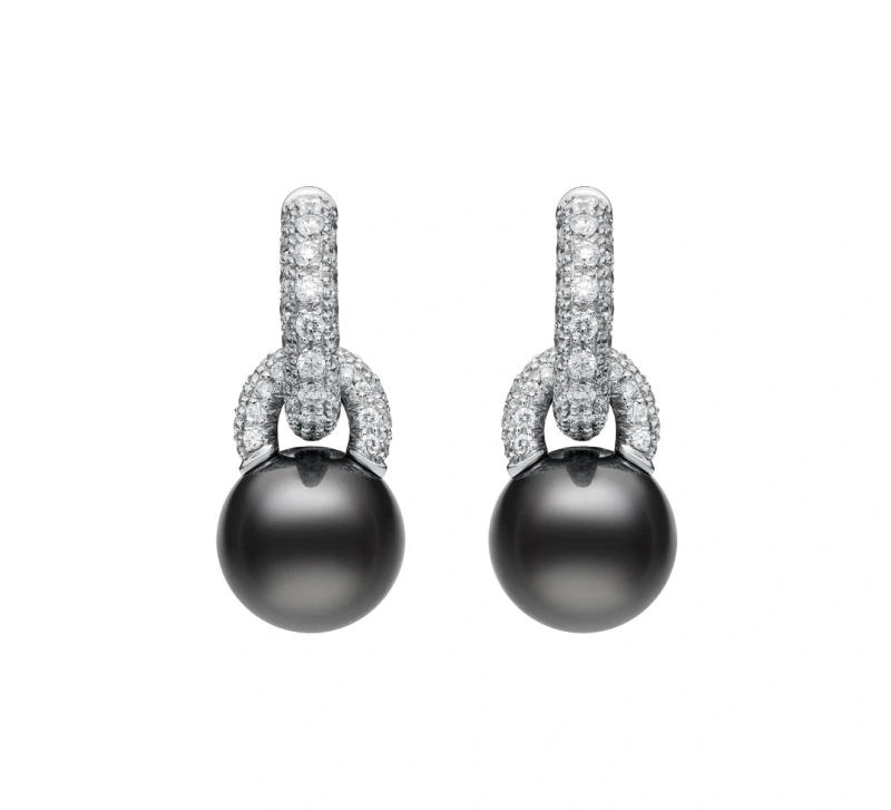 BLACK PEARL 10.5 MM EARRINGS